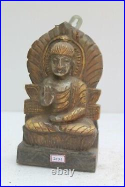 Vintage Ancien en Bois Main Sculpté Meditating Bouddha Figurine Mur Décor NH2121