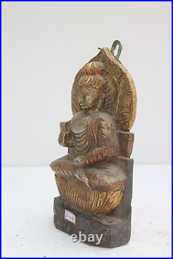 Vintage Ancien en Bois Main Sculpté Meditating Bouddha Figurine Mur Décor NH2123