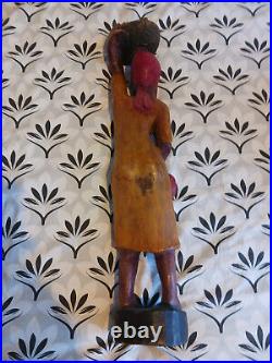 Vintage grande statue africaine sculpté en bois 69 cm 2kg680 ancien