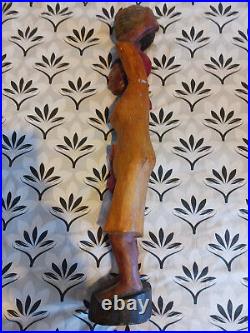 Vintage grande statue africaine sculpté en bois 69 cm 2kg680 ancien